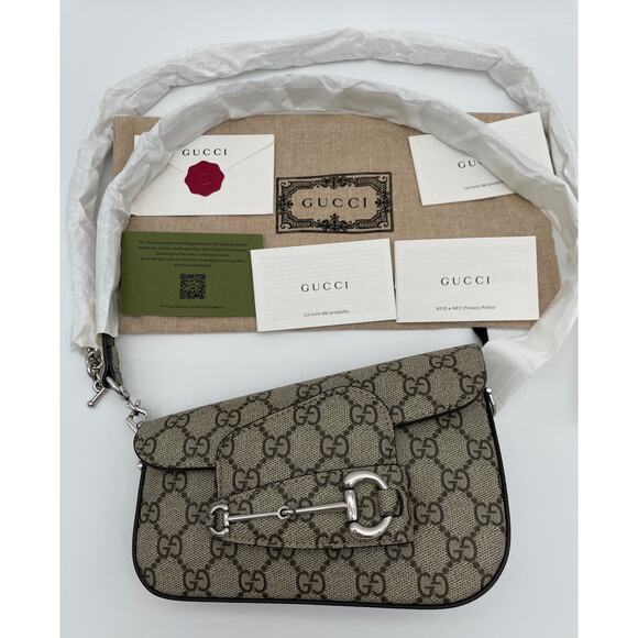 $2800 BRAND NEW GUCCI 1955 HORSEBIT GG SUPREME CANVAS MINI SHOULDER BAG - Picture 2 of 16